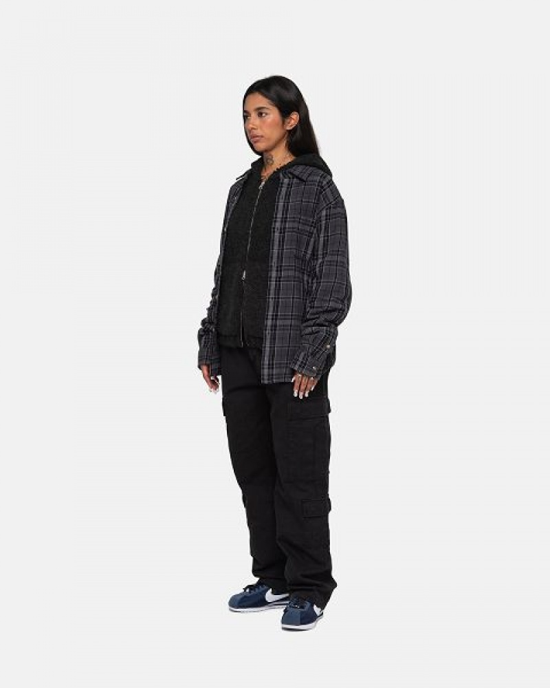 Black Stussy Stones Plaid Shirts | 9483UISBM