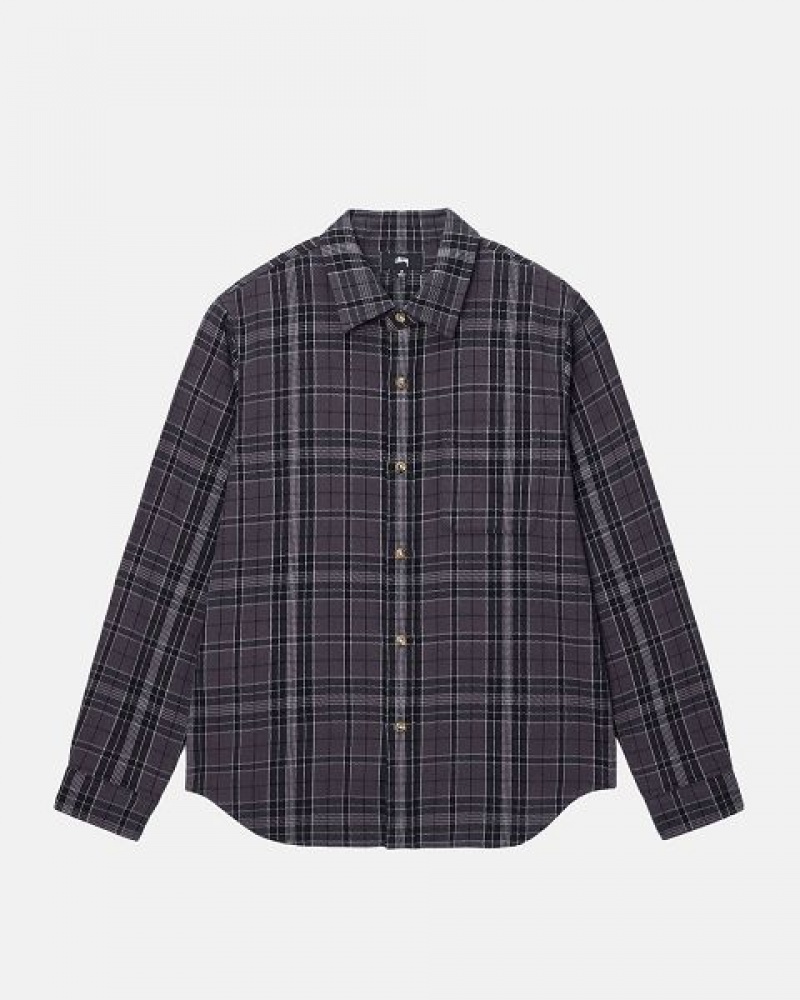 Black Stussy Stones Plaid Shirts | 9483UISBM