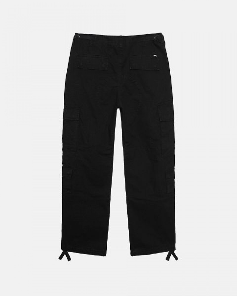 Black Stussy Surplus Cargo Ripstop Pants | 4670DLPXE