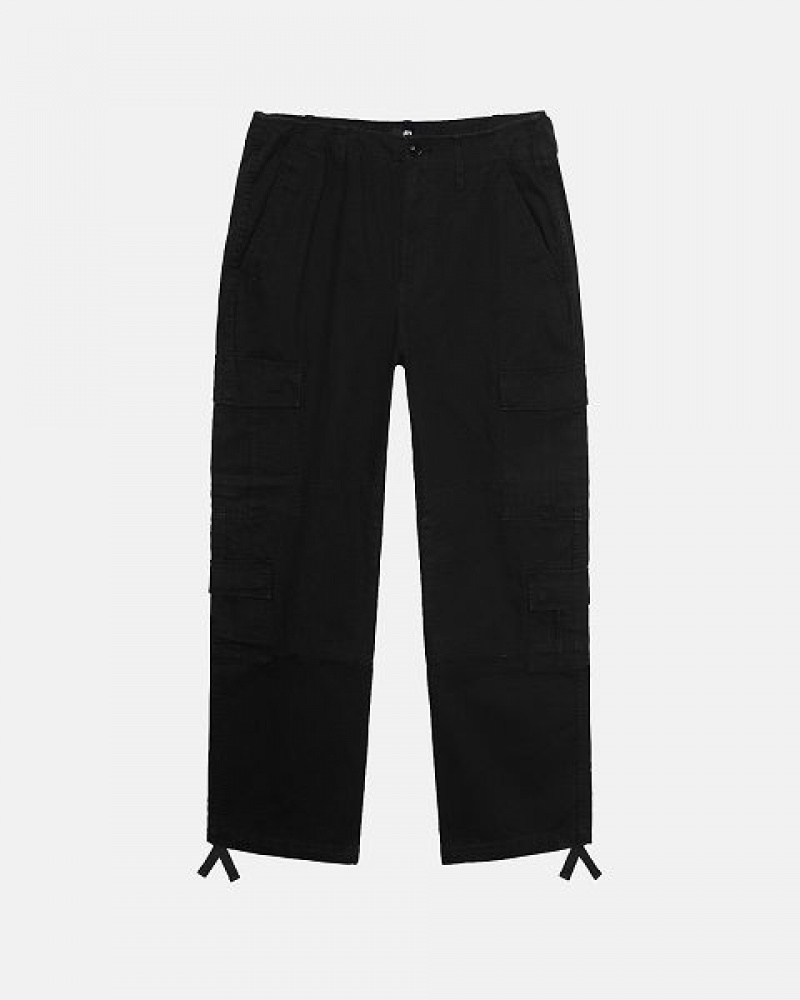 Black Stussy Surplus Cargo Ripstop Pants | 4670DLPXE