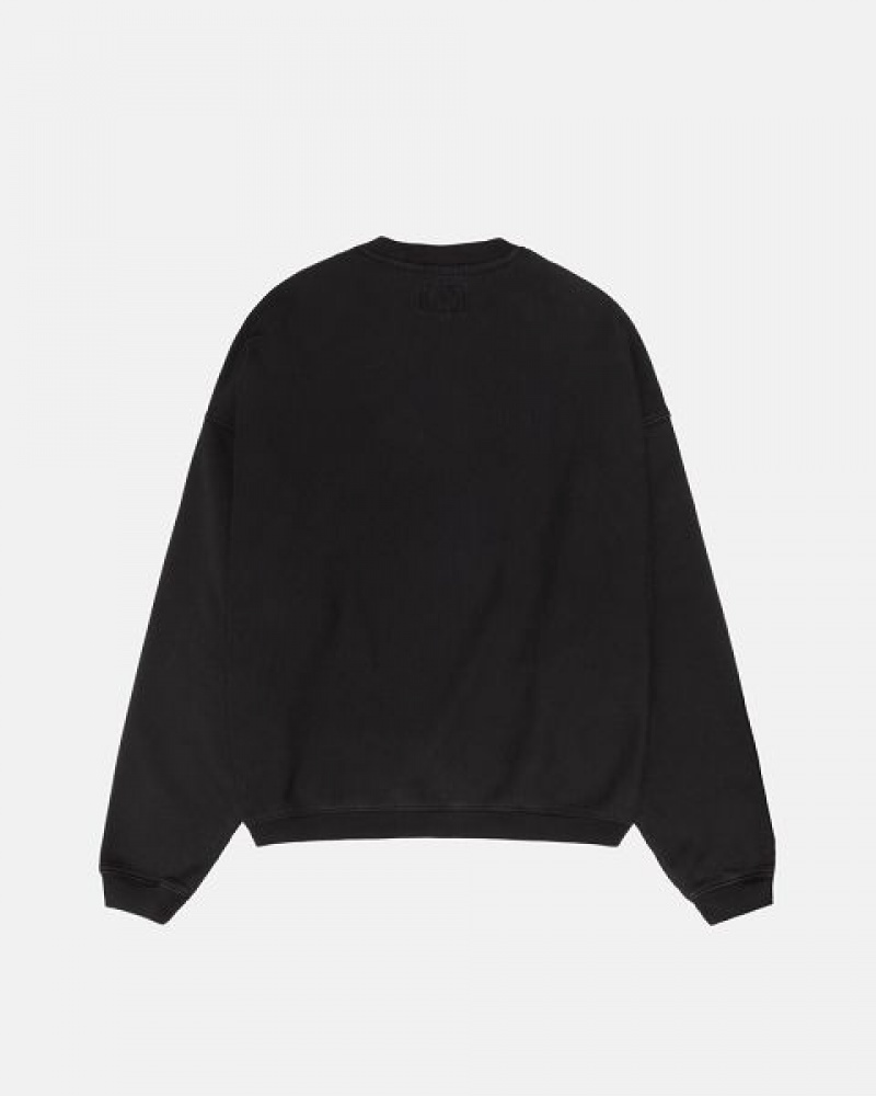 Black Stussy Varsity Oversized Crew Sweatshirts | 5970QSAOW