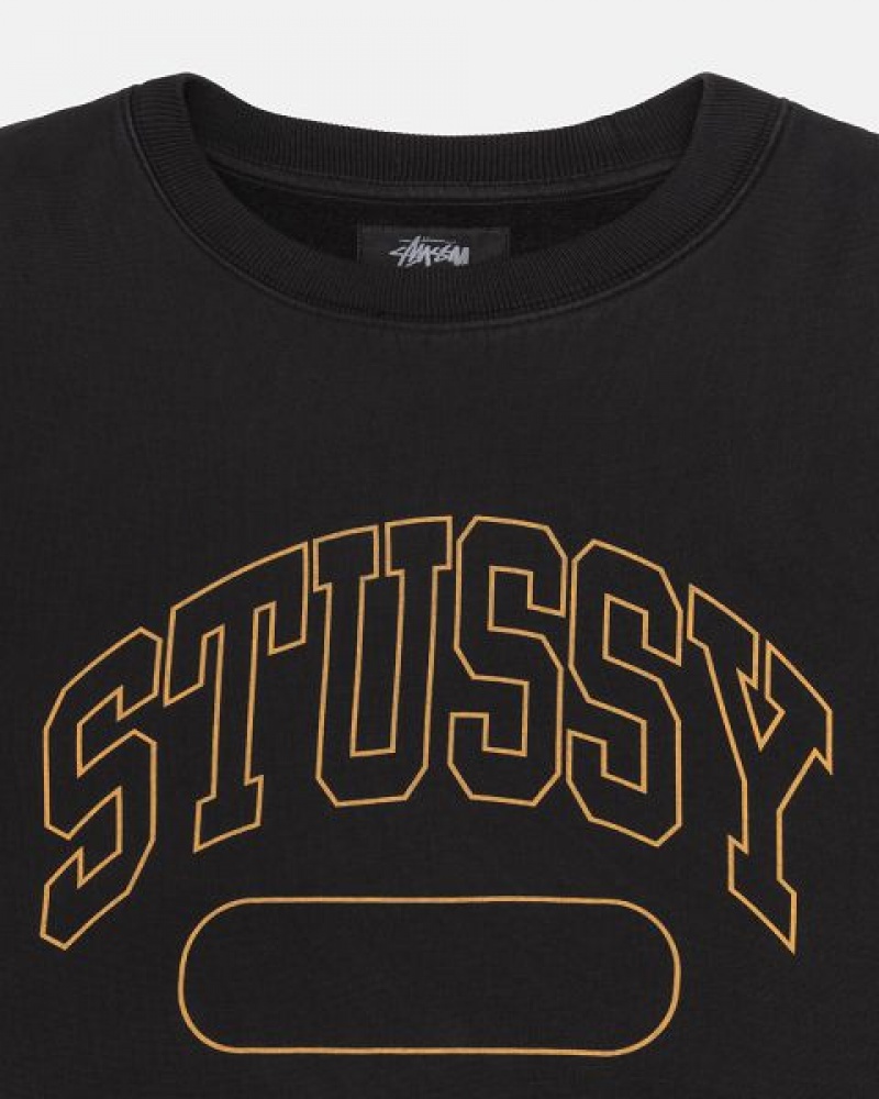 Black Stussy Varsity Oversized Crew Sweatshirts | 5970QSAOW