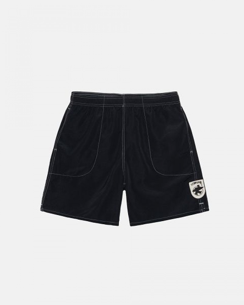 Black Stussy Water Surfman Patch Shorts | 0912ZOMQX