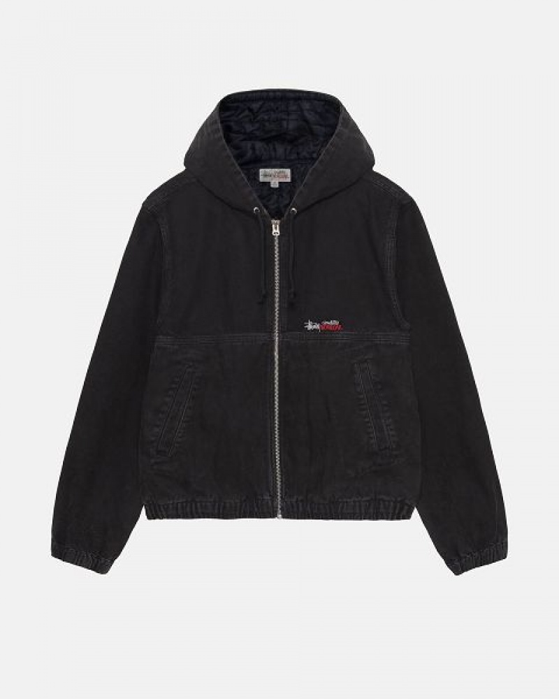 Black Stussy Work Jacket Insulated Canvas Insulated Jackets | 7653YHNQG