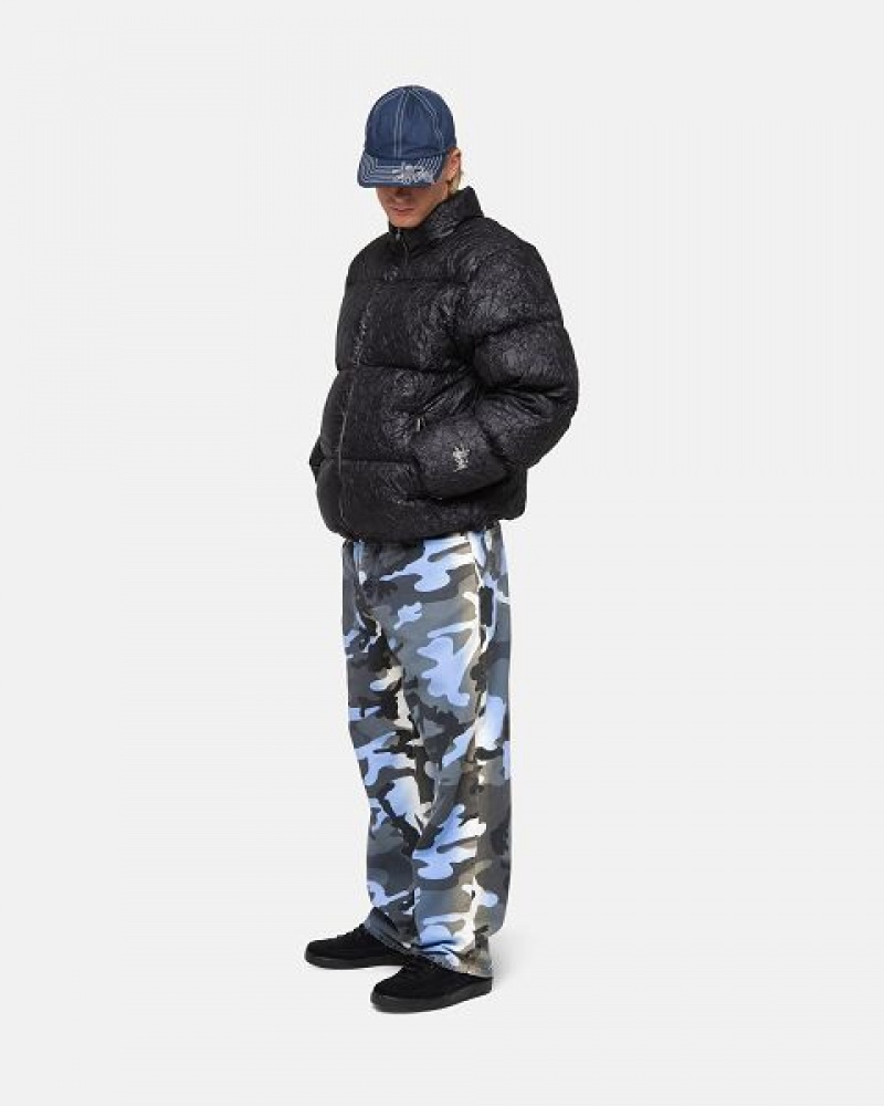 Black Stussy Wrinkled Nylon Down Jackets | 7683ODNWF