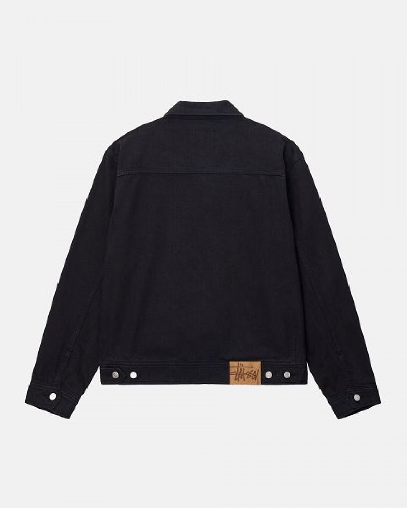 Black Stussy Zip Work Overdyed Jackets | 9516XGILN