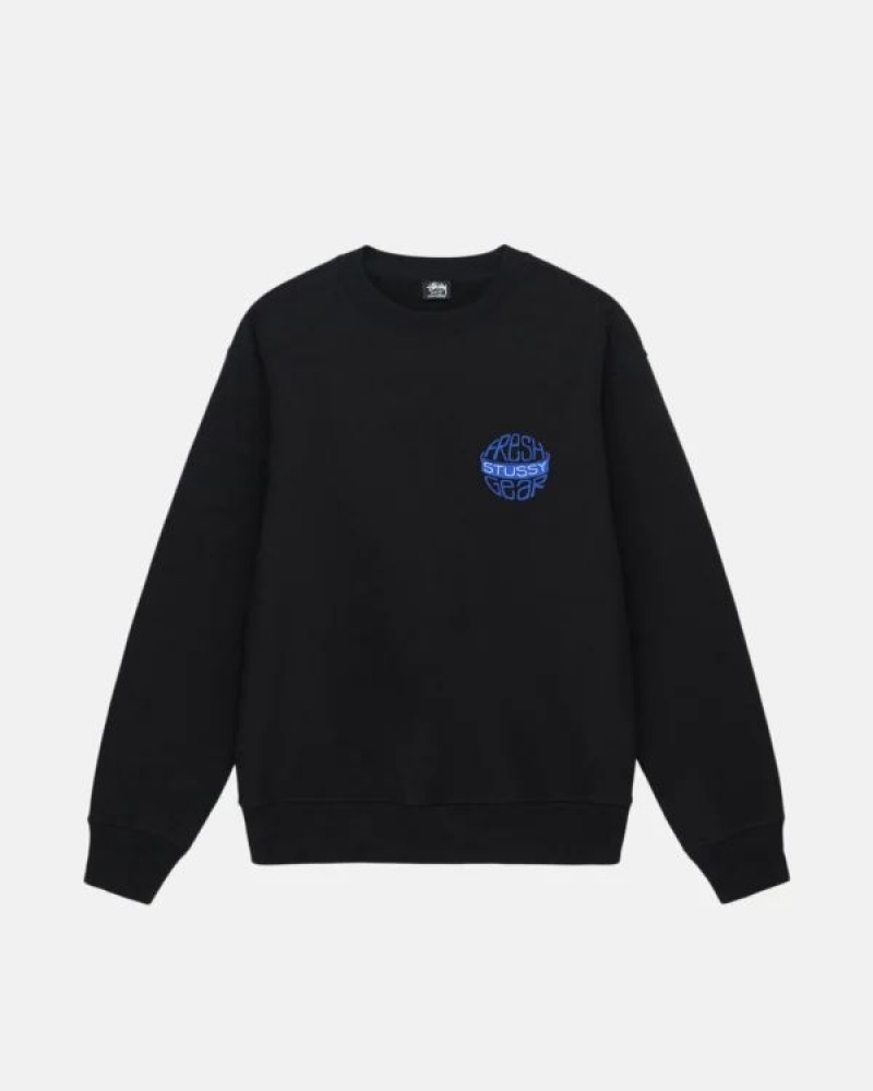 Black / Blue Stussy Fresh Gear Crew Sweatshirts | 2754LSKMR