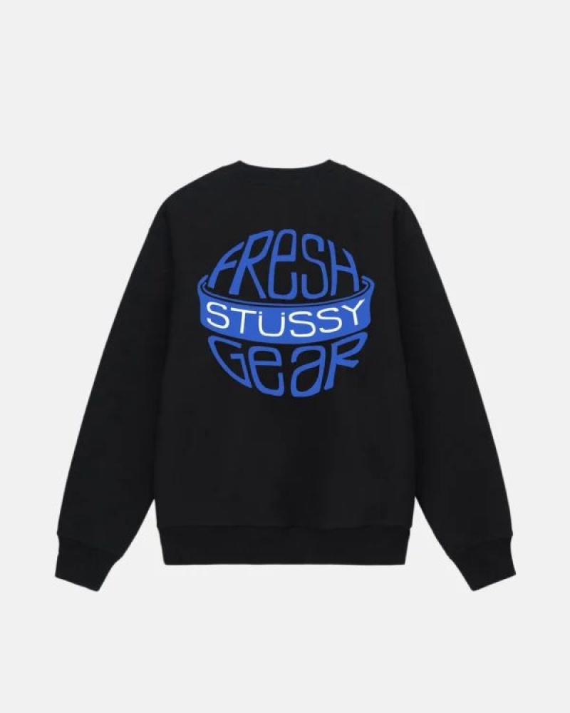 Black / Blue Stussy Fresh Gear Crew Sweatshirts | 2754LSKMR