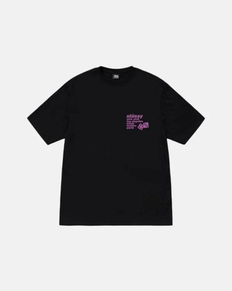 Black / Blue / Purple Stussy Silhouette T Shirts | 9651DKJIY