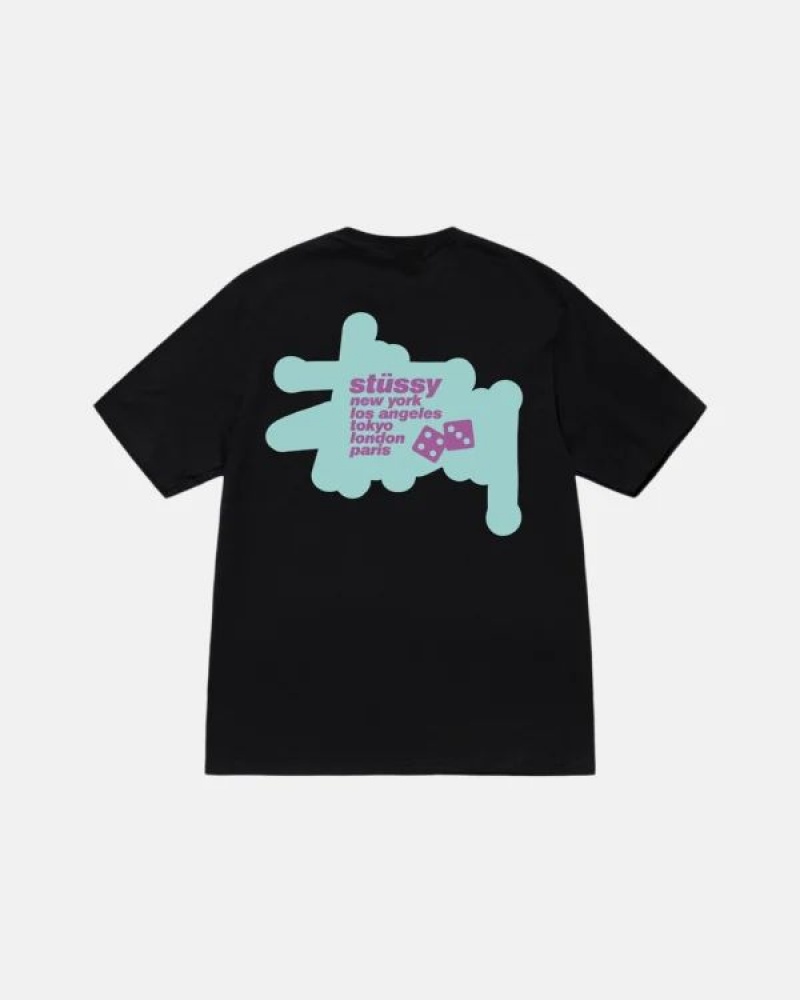 Black / Blue / Purple Stussy Silhouette T Shirts | 9651DKJIY