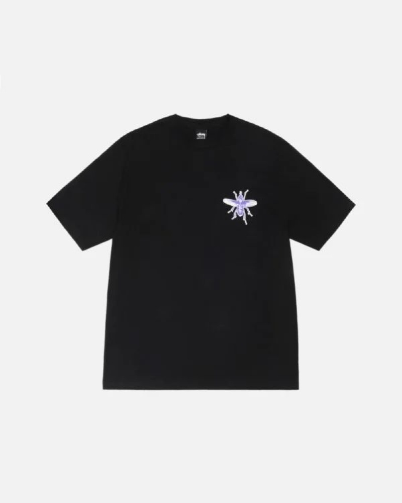 Black / Purple Stussy Housefly T Shirts | 4251PZUJK