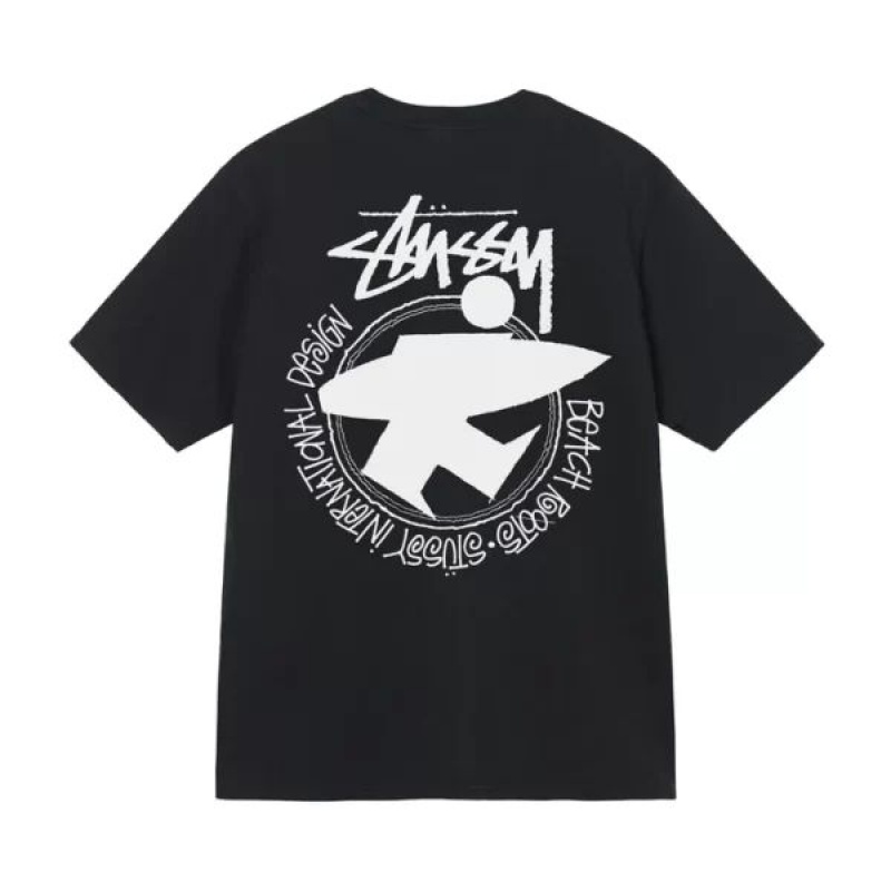 Black / White Stussy Beach Roots Pigment Dyed T Shirts | 2086VYOFA