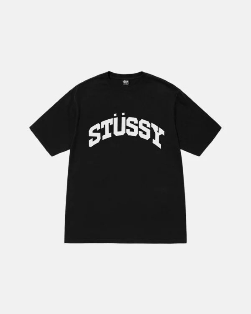 Black / White Stussy Block Sport Pigment Dyed T Shirts | 5932VRJBL