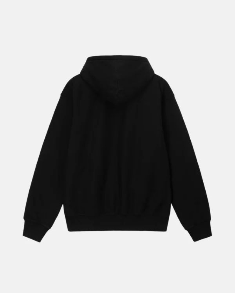 Black / White Stussy Block Sport Pigment Dyed Hoodie | 7264RHLOW