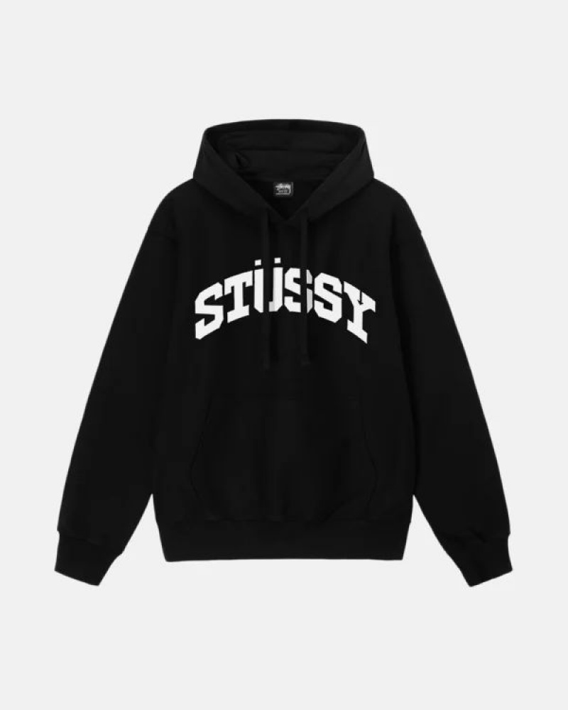 Black / White Stussy Block Sport Pigment Dyed Hoodie | 7264RHLOW