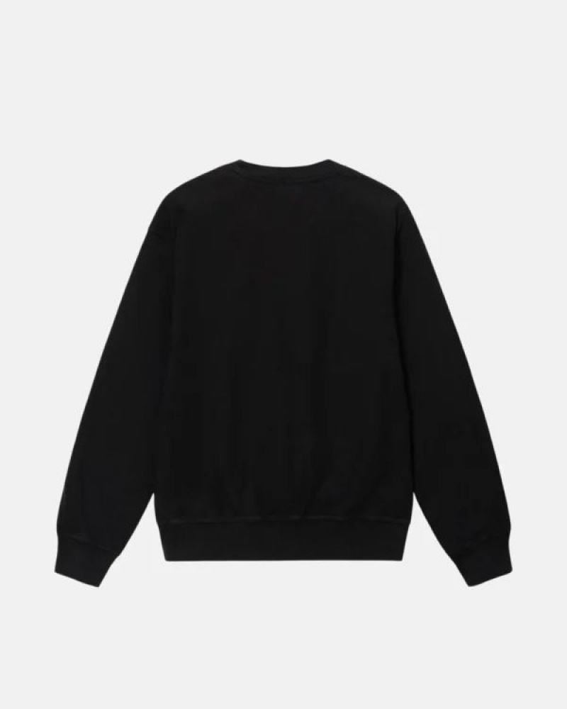 Black / White Stussy Glamour Pigment Dyed Crew Sweatshirts | 1493DBNSW