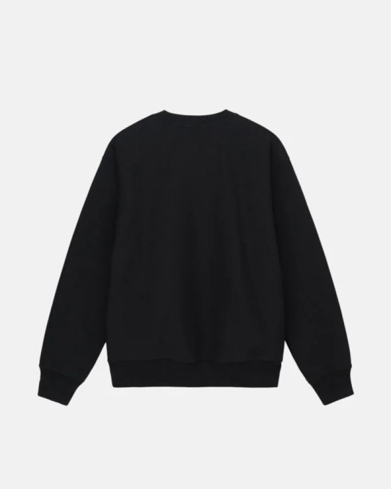 Black / White Stussy No.4 Crew Sweatshirts | 2364FIDJO