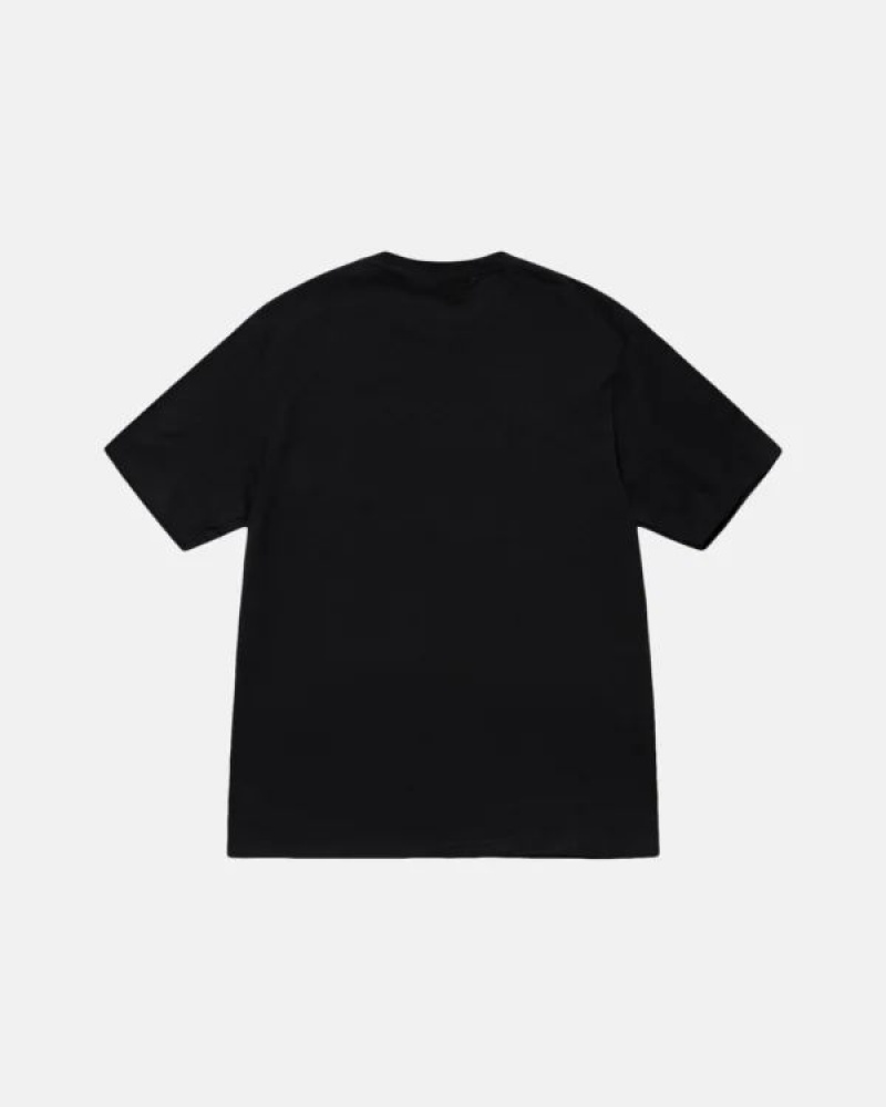 Black / White Stussy No.4 T Shirts | 0718KQXBT