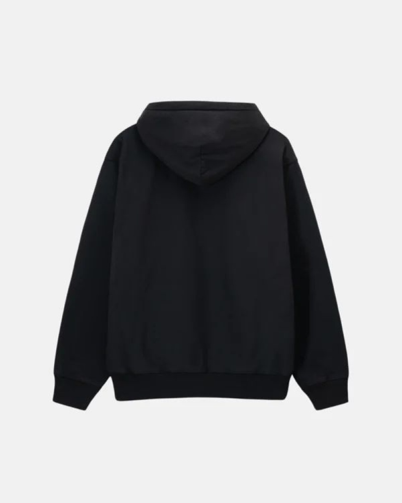 Black / White Stussy Overdyed Smooth Stock Logo Hoodie | 0723WIOQR