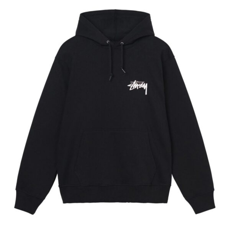 Black / White Stussy Overdyed Smooth Stock Logo Hoodie | 0723WIOQR