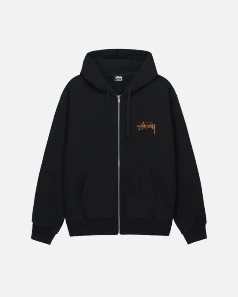 Black / White Stussy Skate Tough Zip Hoodie | 3086QHEZB