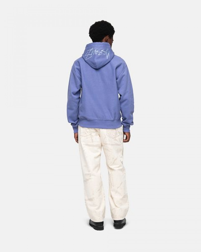 Blue Stussy Back Hood Applique Hoodie | 2317OMYKD