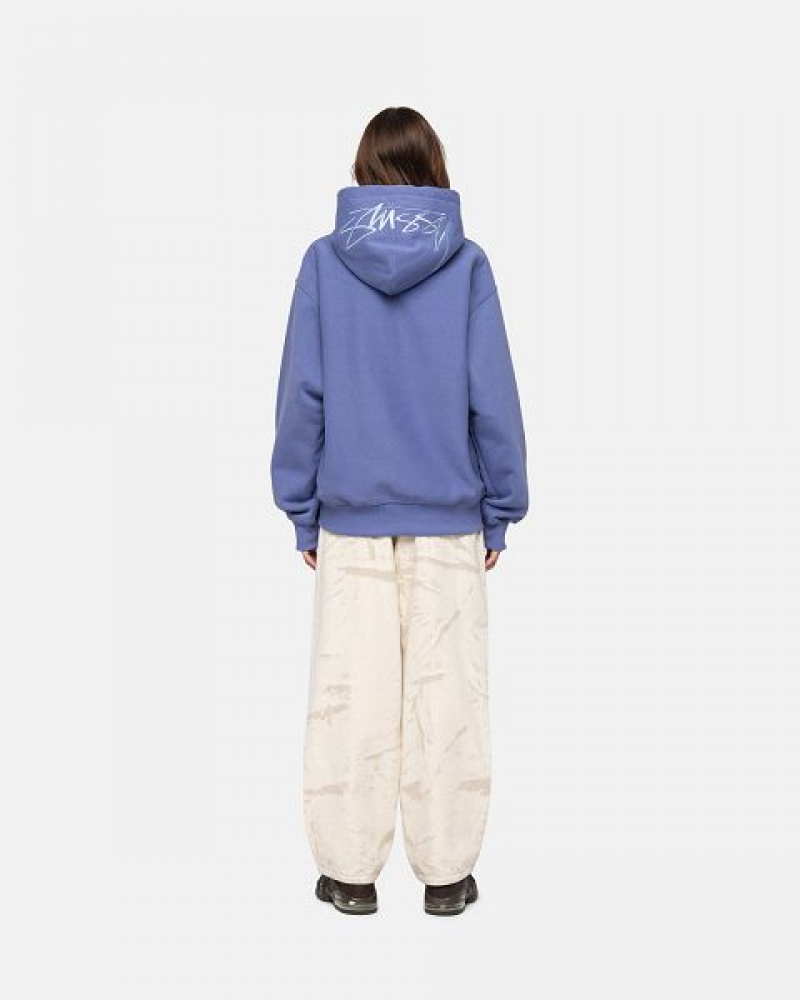 Blue Stussy Back Hood Applique Hoodie | 2317OMYKD