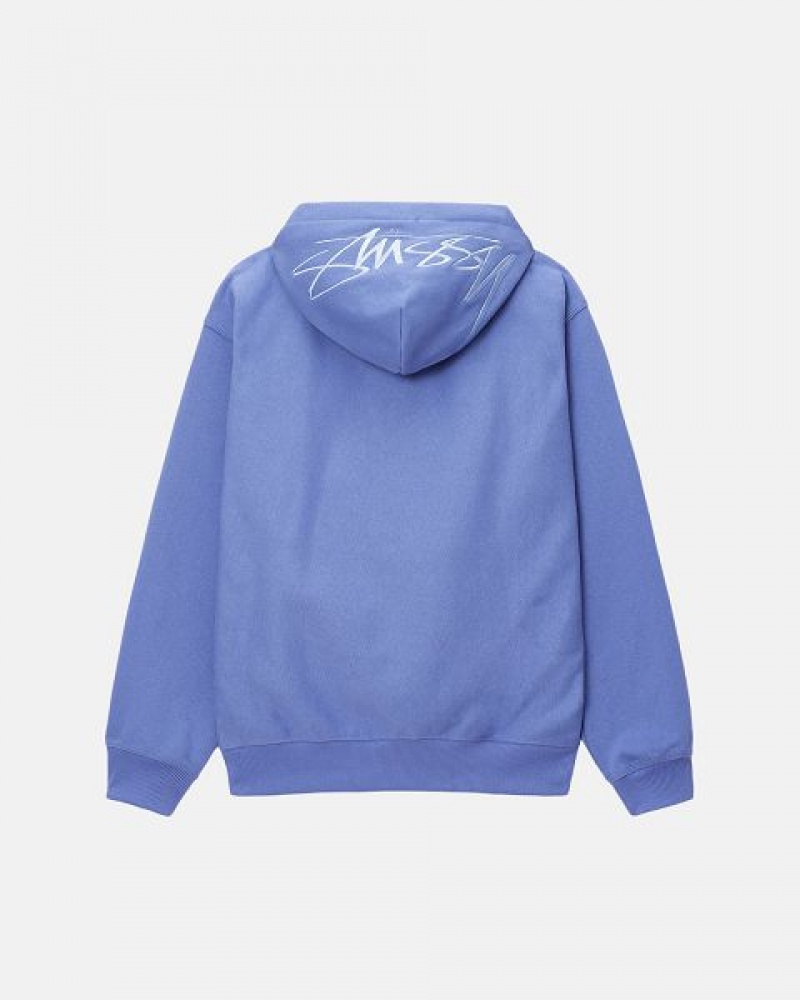 Blue Stussy Back Hood Applique Hoodie | 2317OMYKD