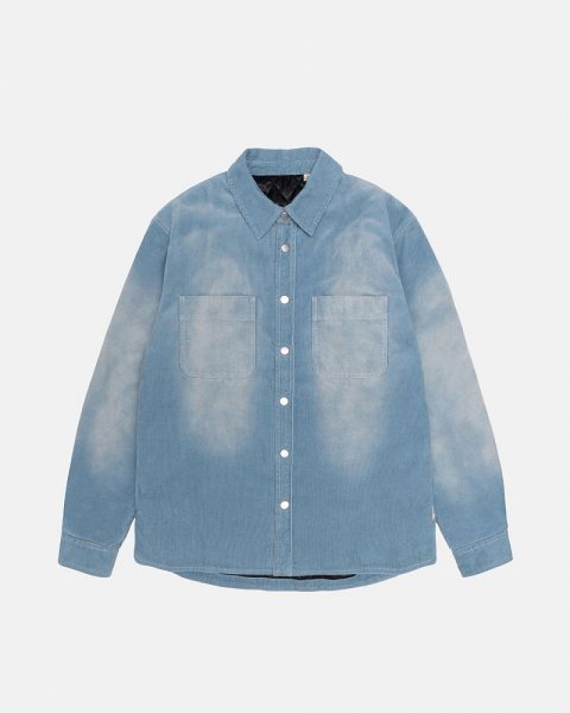 Blue Stussy Faded Corduroy Over Shirts | 4270ESYWU