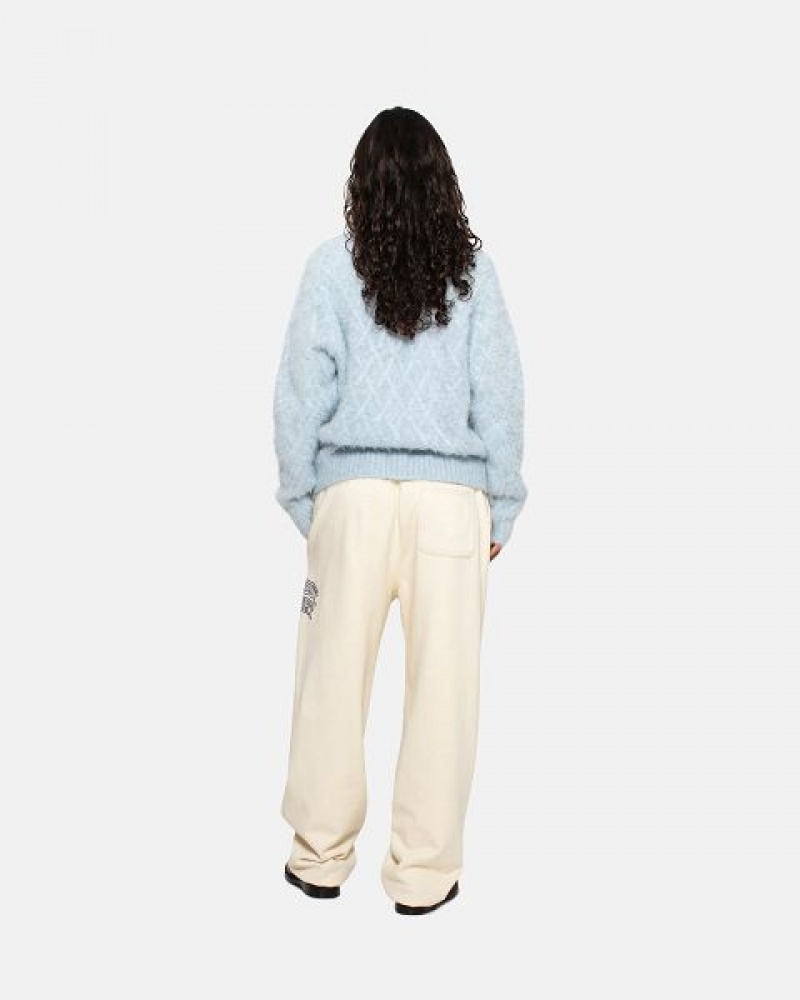 Blue Stussy Fuzzy Lattice Crew Sweaters | 0812UZCED