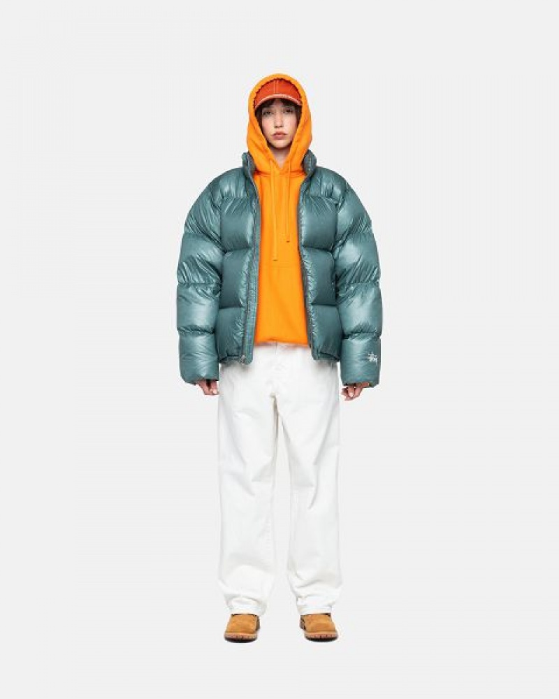 Blue Stussy Parachute Ripstop Down Jackets | 4725GCIJN