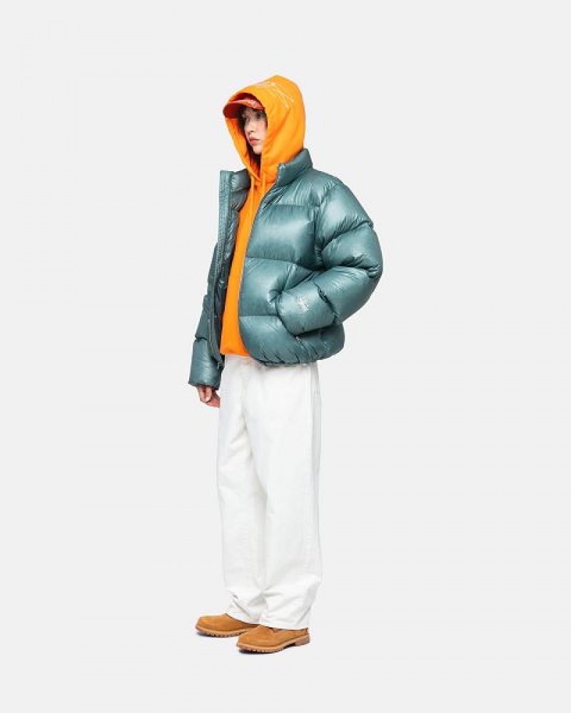 Blue Stussy Parachute Ripstop Down Jackets | 4725GCIJN