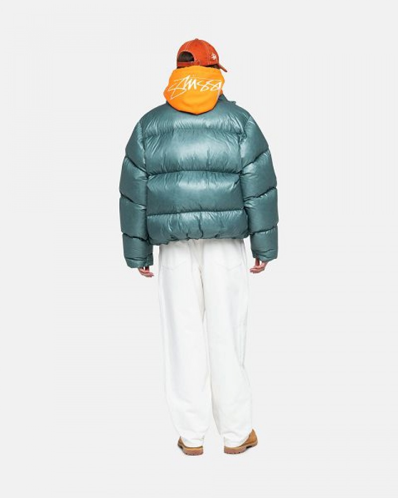 Blue Stussy Parachute Ripstop Down Jackets | 4725GCIJN