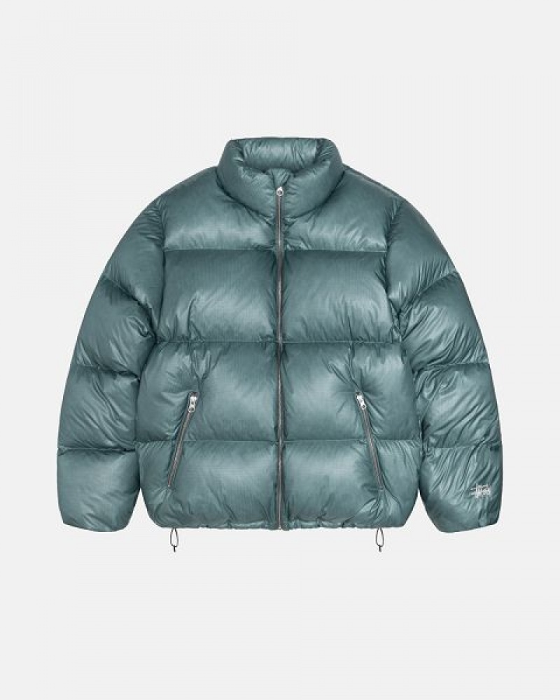 Blue Stussy Parachute Ripstop Down Jackets | 4725GCIJN