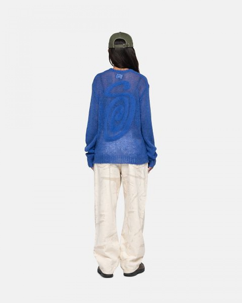 Blue Stussy S Loose Knit Sweaters | 2903LQGJS