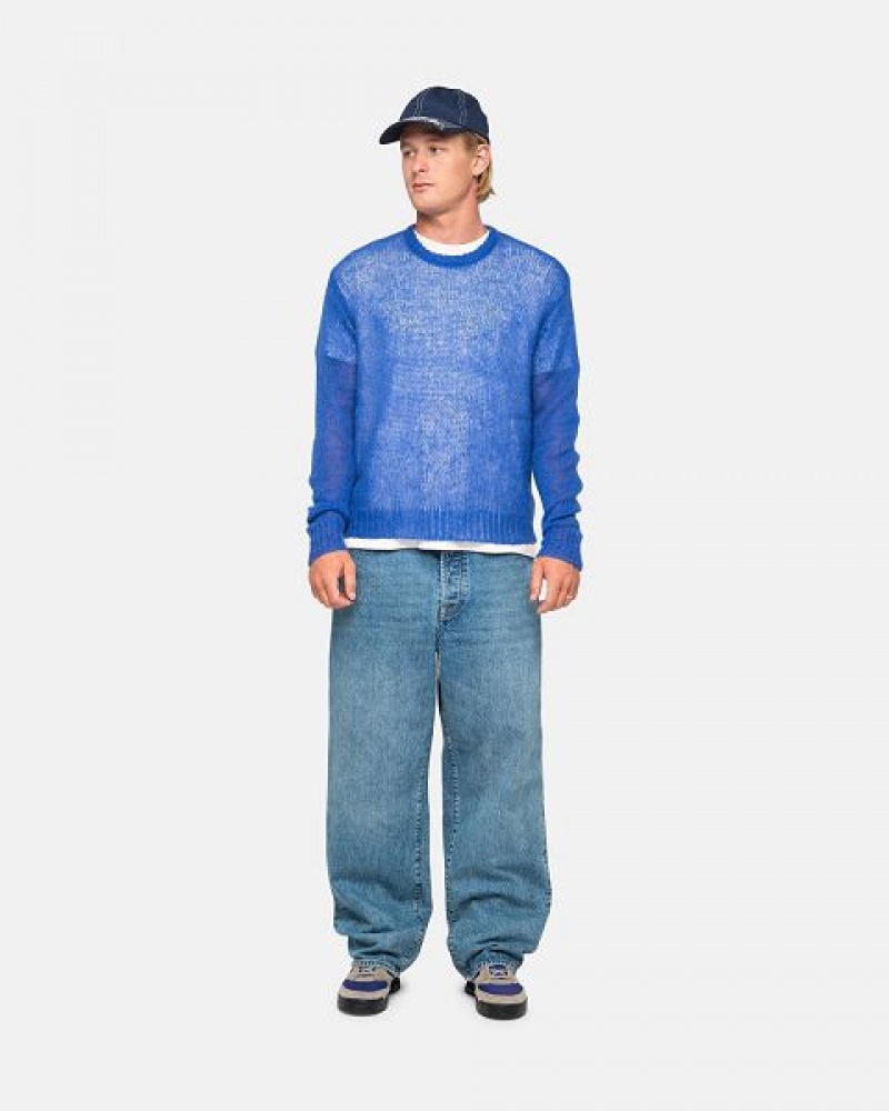 Blue Stussy S Loose Knit Sweaters | 2903LQGJS