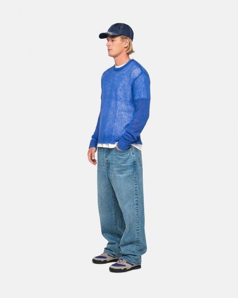 Blue Stussy S Loose Knit Sweaters | 2903LQGJS