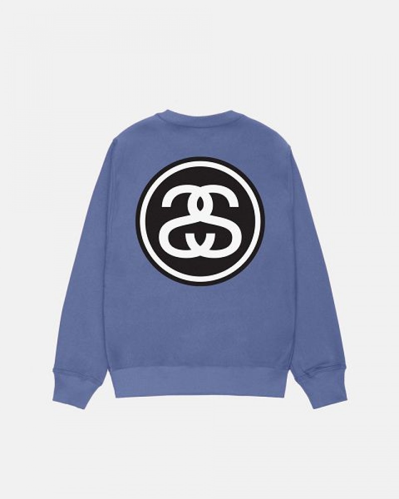 Blue / Black / White Stussy Ss-link Crew Sweatshirts | 8154LEYGD