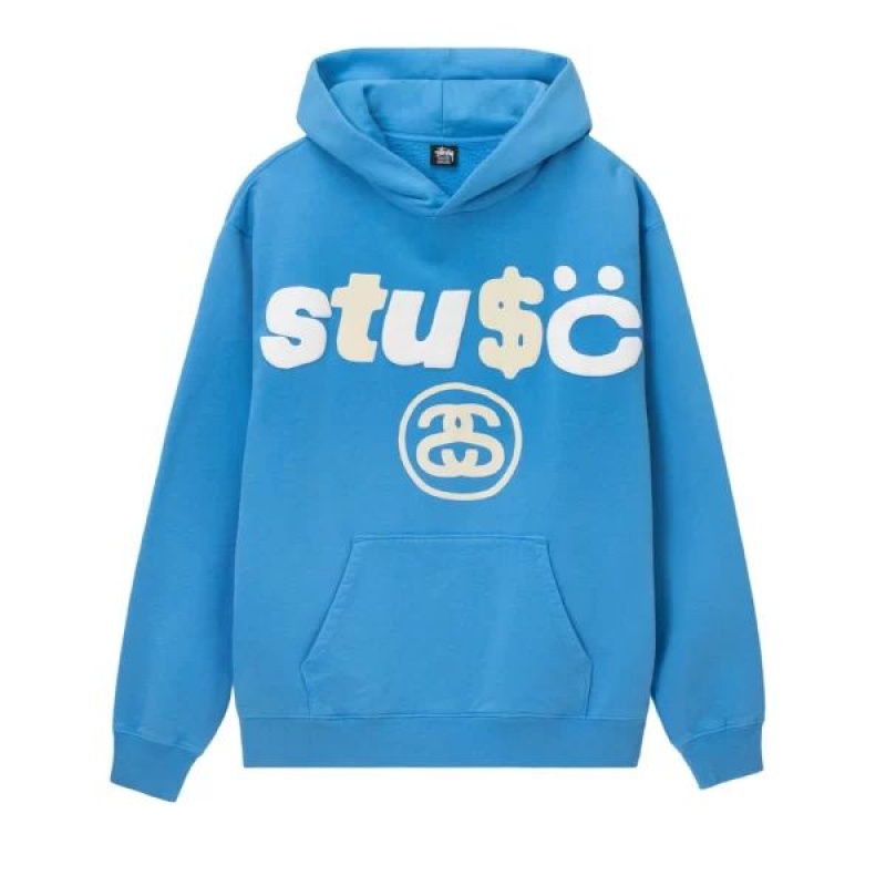 Blue / White Stussy Cpfm 8 Ball Pigment Dyed Hoodie | 4709ZXOKS