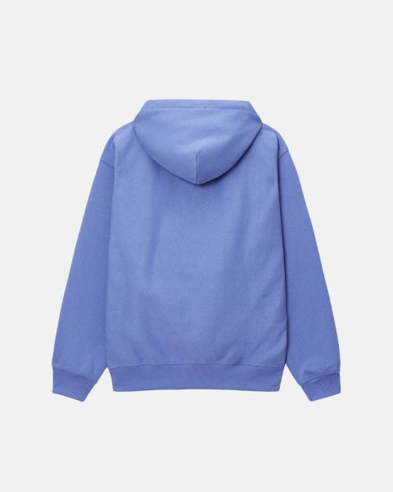 Blue / White Stussy Stock Logo Applique Hoodie | 4371MPTIK