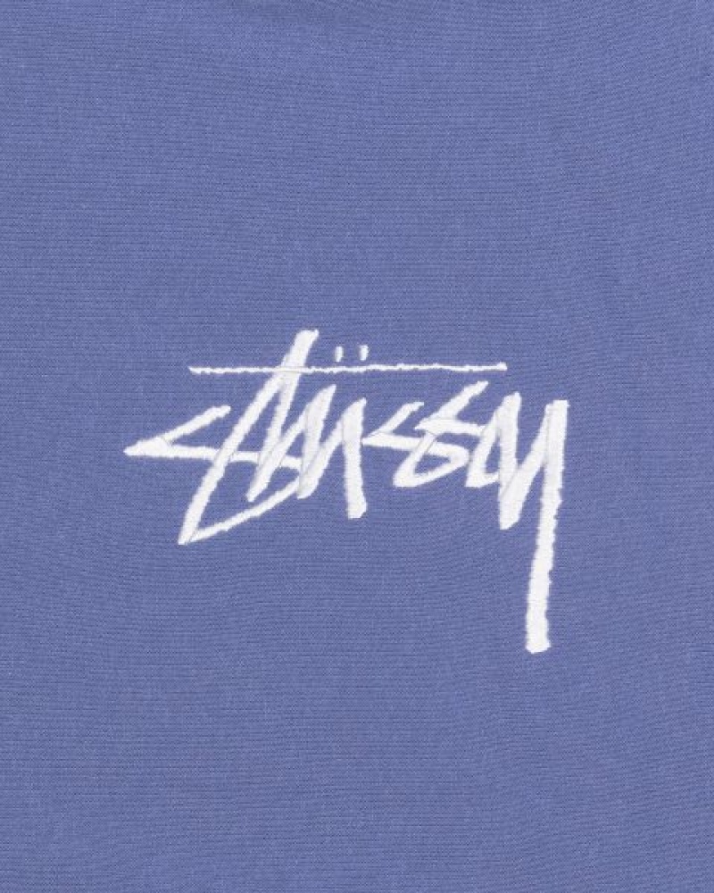 Blue / White Stussy Stock Logo Applique Hoodie | 4371MPTIK