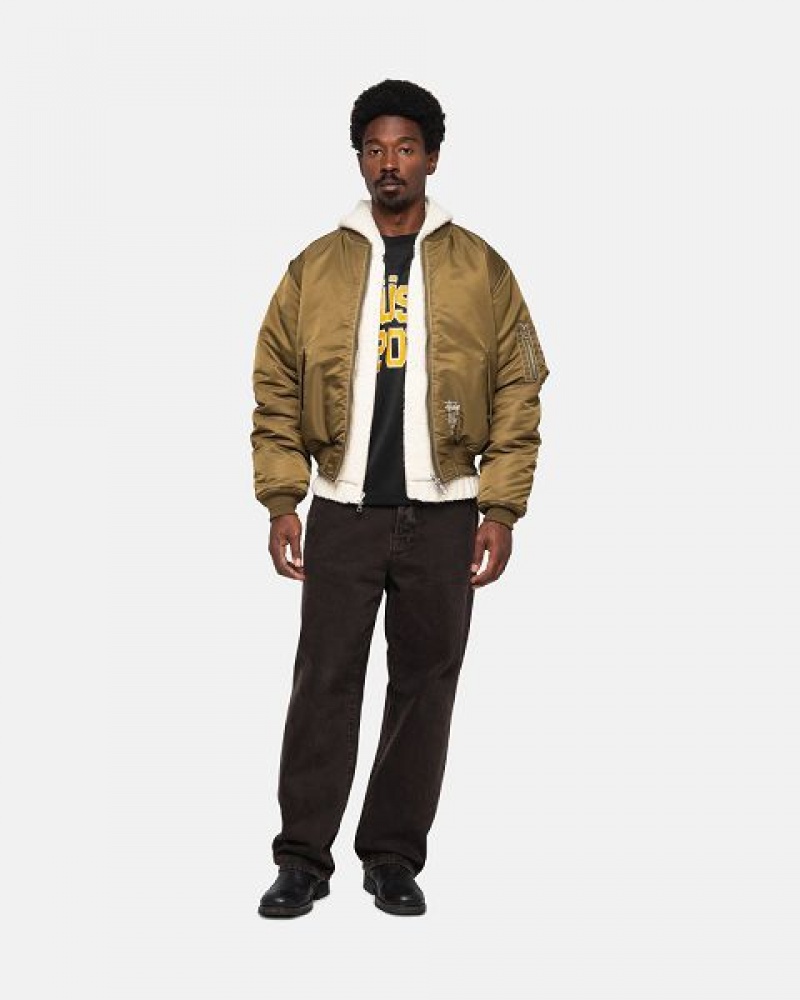 Brown Stussy Built Reversible Bomber Jackets | 9854VCAWD