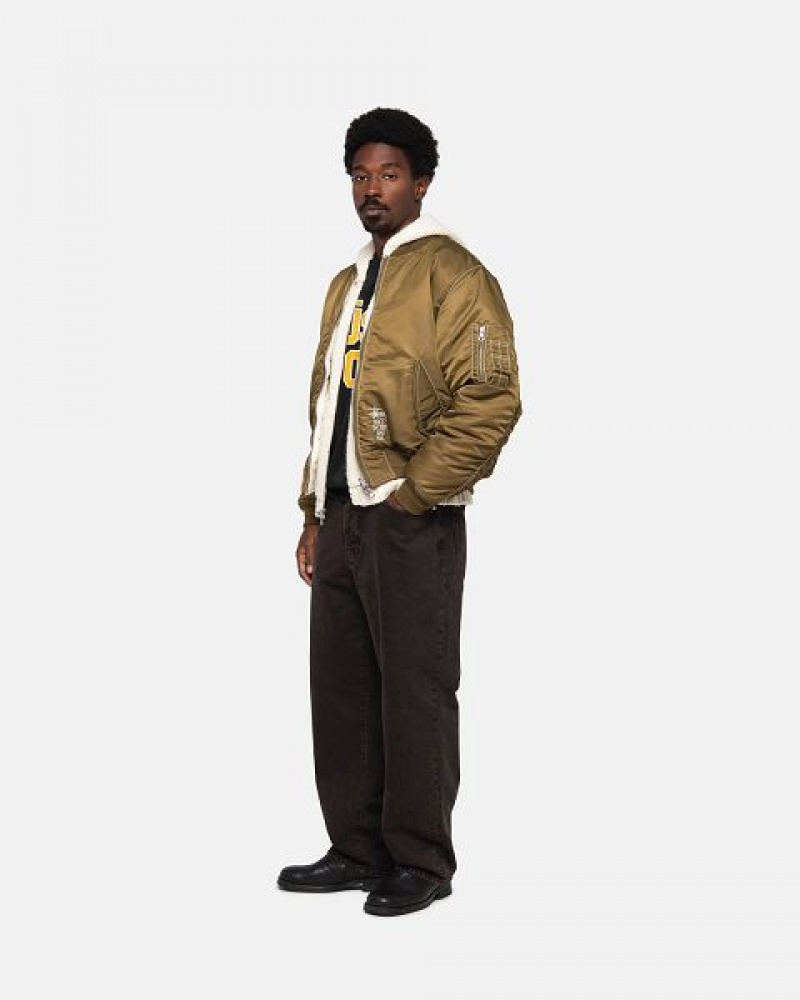 Brown Stussy Built Reversible Bomber Jackets | 9854VCAWD