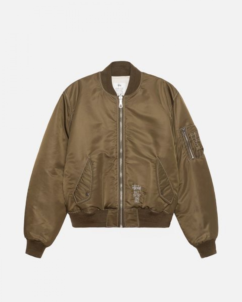 Brown Stussy Built Reversible Bomber Jackets | 9854VCAWD