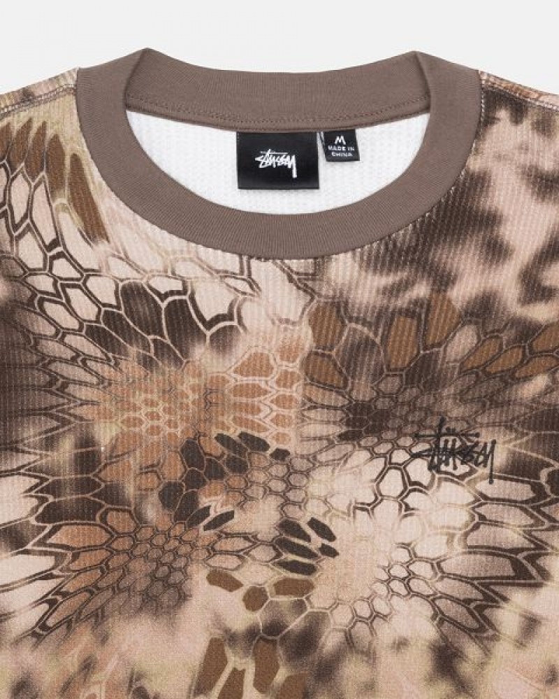 Brown Stussy Kryptek Camo Ls Thermal Sweatshirts | 5809QWCBV