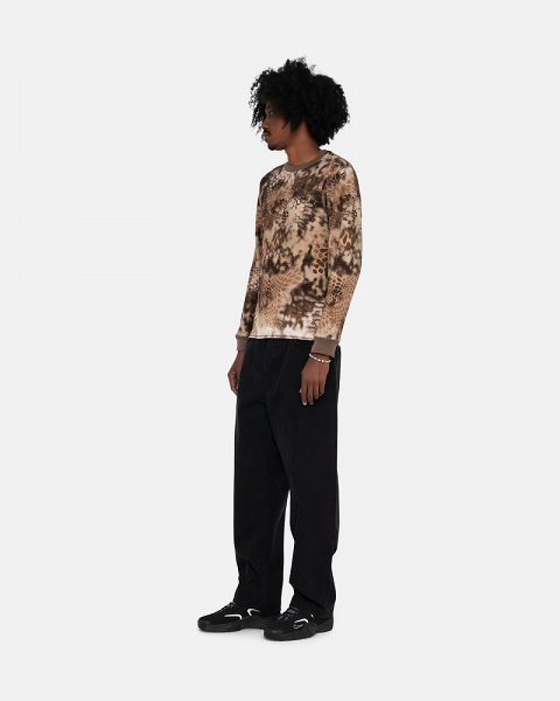 Brown Stussy Kryptek Camo Ls Thermal Sweatshirts | 5809QWCBV