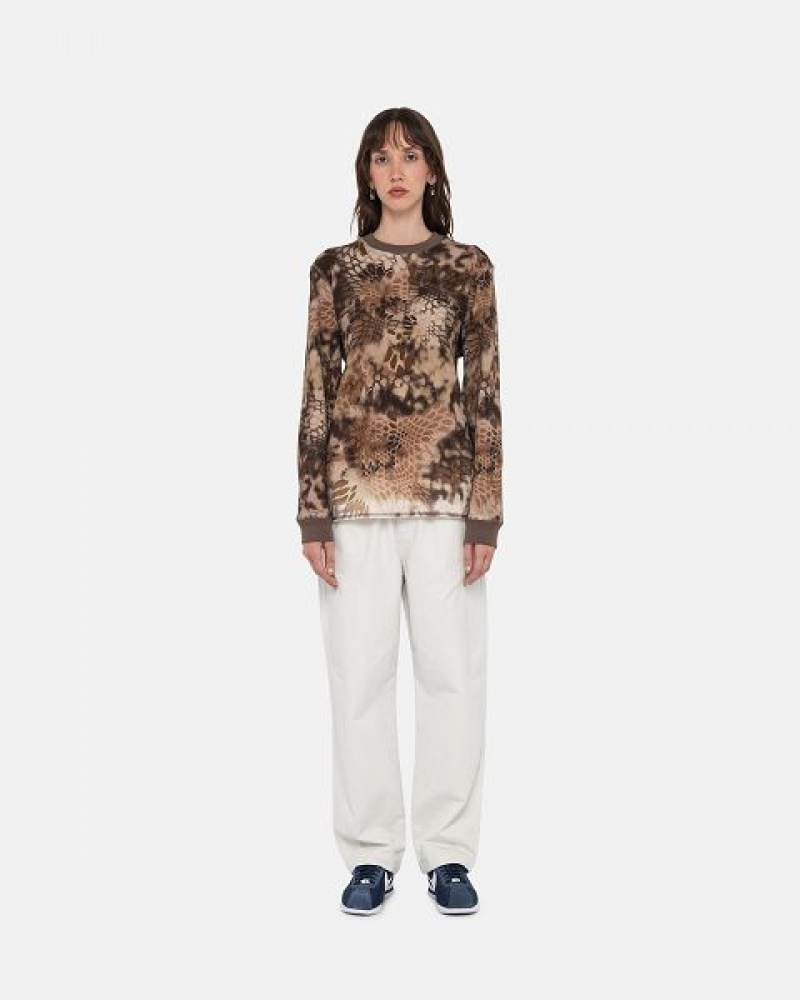 Brown Stussy Kryptek Camo Ls Thermal Sweatshirts | 5809QWCBV