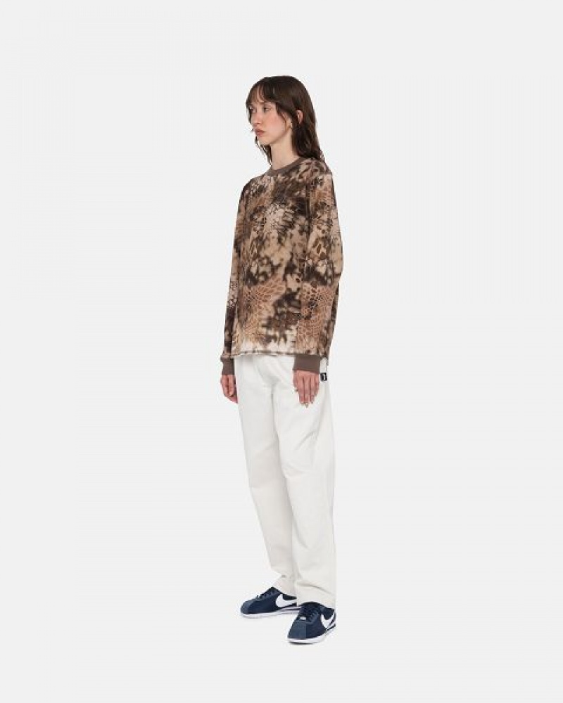 Brown Stussy Kryptek Camo Ls Thermal Sweatshirts | 5809QWCBV