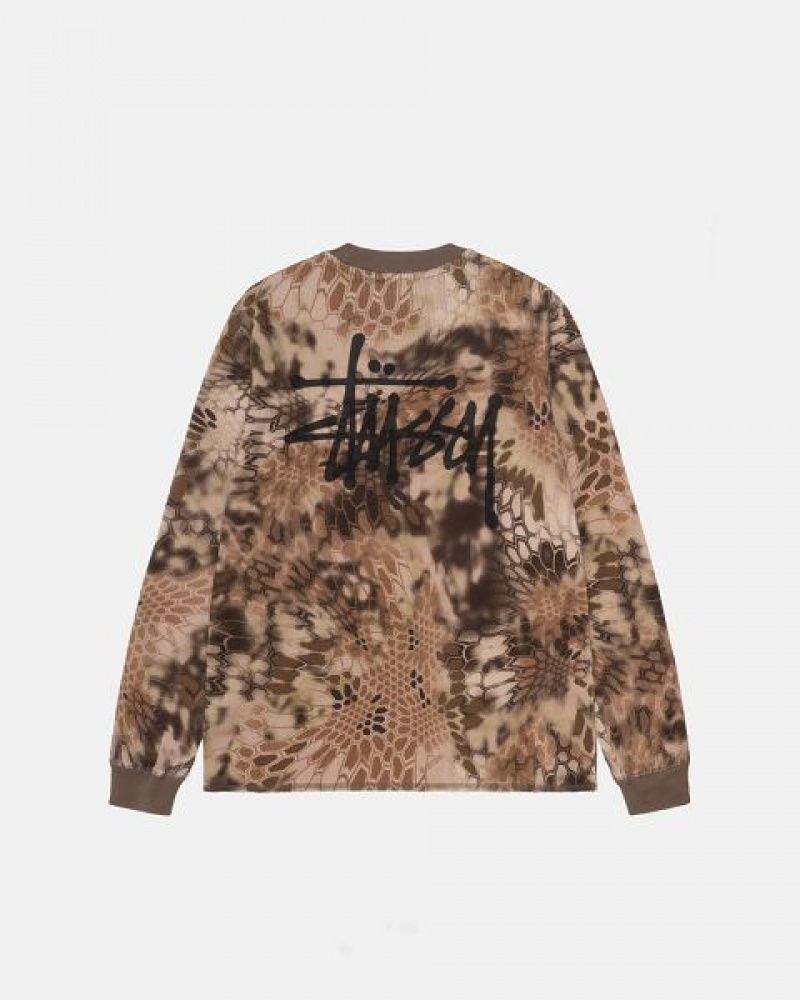 Brown Stussy Kryptek Camo Ls Thermal Sweatshirts | 5809QWCBV