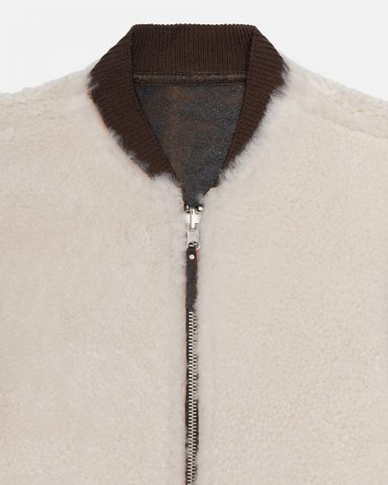 Brown Stussy Reversible Shearling Workgear Vest | 5246BYIXL